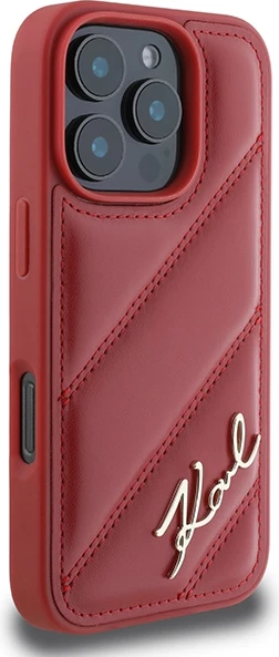 Mbështjellës Karl Lagerfeld Quilted Signature për iPhone 16 Pro, Kuq