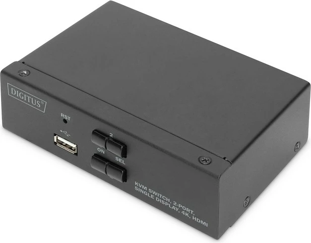 Switch KVM Digitus DS-12870, 2 porta HDMI, 4K, metalik