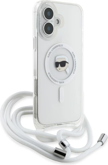 Mbështjellës Karl Lagerfeld Crossbody IML Karl Head MagSafe për iPhone 16, Transparent