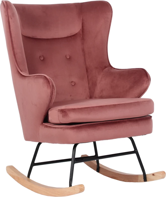 Karrige lëkundëse, kadife rozë, 71x86x102cm