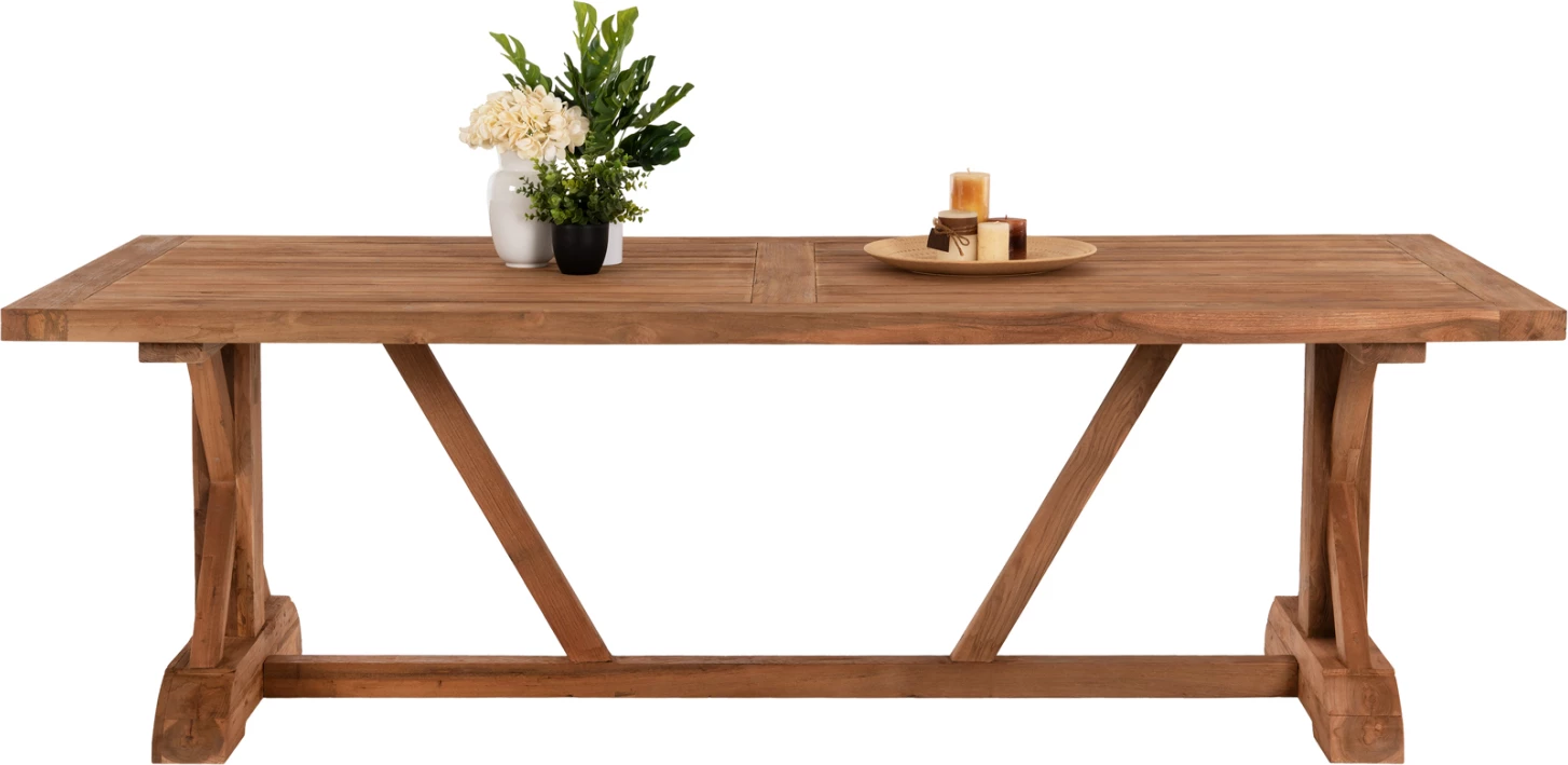 Tavolinë ngrënieje KRONOS, dru TEAK i ricikluar, ngjyrë natyrale, 200x90x75 cm