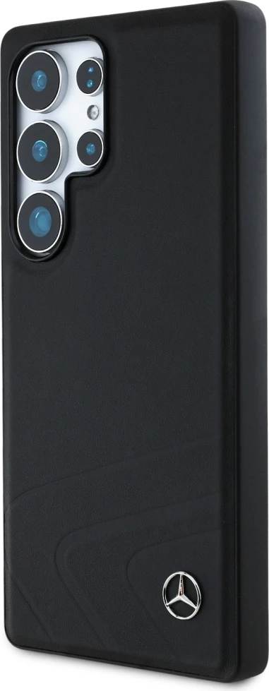 Mbështjellës Mercedes Leather Horizontal Debossed Curves MagSafe për Samsung Galaxy S25 Ultra, i zi