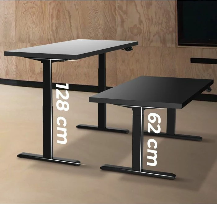 Kornizë tavoline sit-stand elektrike ICYBOX IB-EW205B-T, 62-128 cm, gjerësi 100-170 cm, 2 motorë, ngarkesë 125 kg, e zezë, pa pllakë tavoline