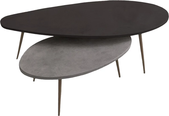 Set tavolinash kafeje Monty, 2 copë, ngjyrë e zezë-gri, 116x46x46cm