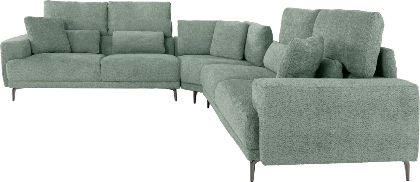 Kënd divani SYMMET FH3269.06, pëlhurë mente, këmbë antracit me shkëlqim, 314x236x90-102H cm