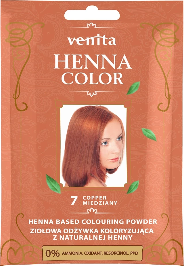 Ngjyrë për flokë Venita Henna Color Herbal Conditioning Dye 7 Bakër për femra 30g