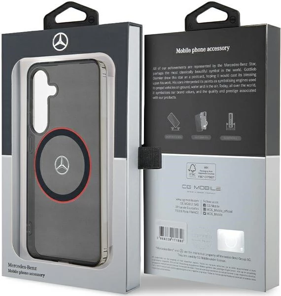 Mbështjellës Mercedes Double Layer W Red MagSafe për Samsung Galaxy S24, i zi