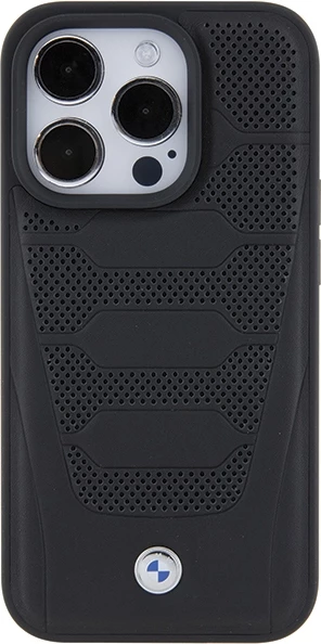 Mbështjellës BMW Leather Seats Pattern për iPhone 15 Pro Max, i zi