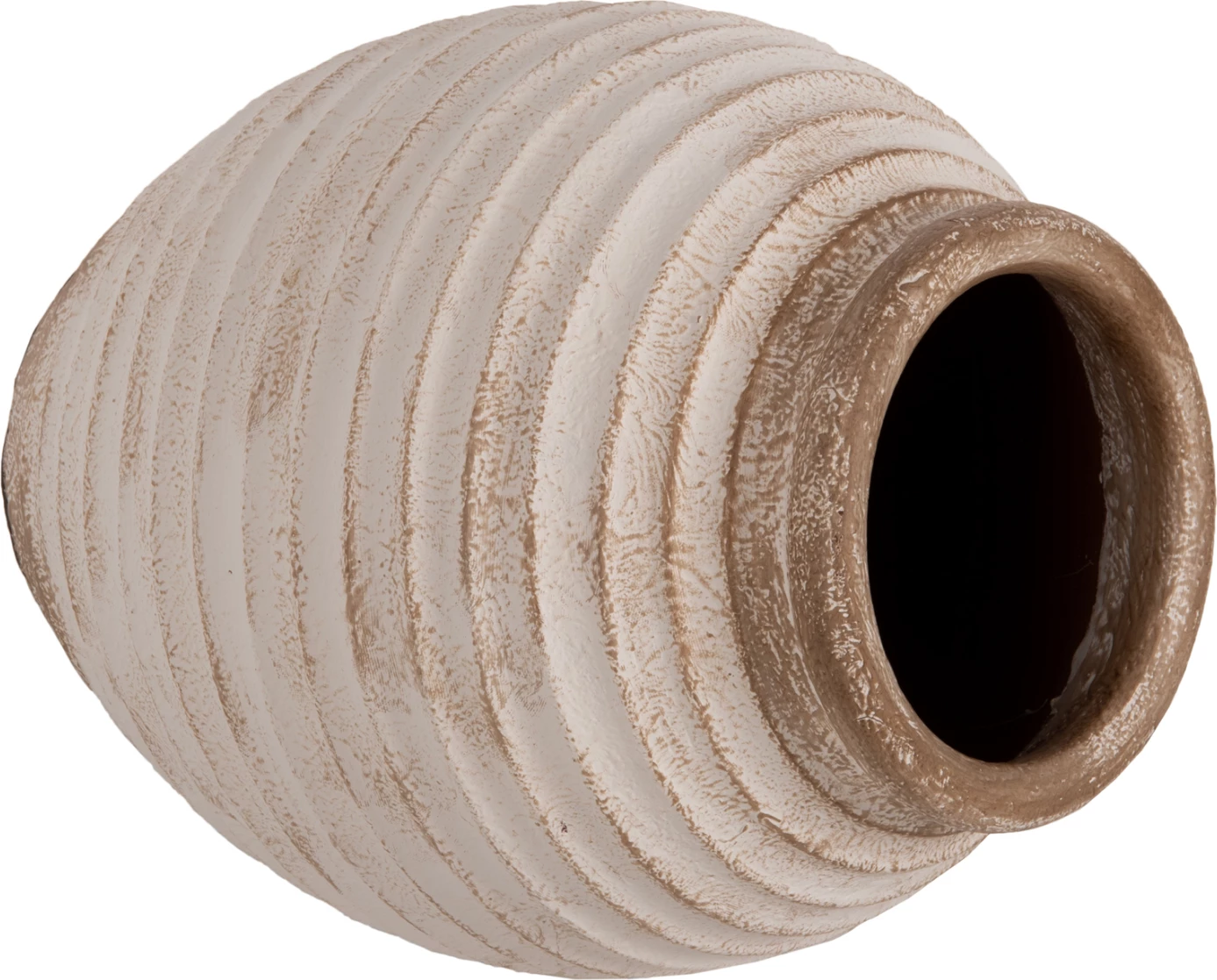 Vazo dyshemeje dekorative PYDNA, ngjyrë antike bardhë-bezhë, Φ28x35H cm