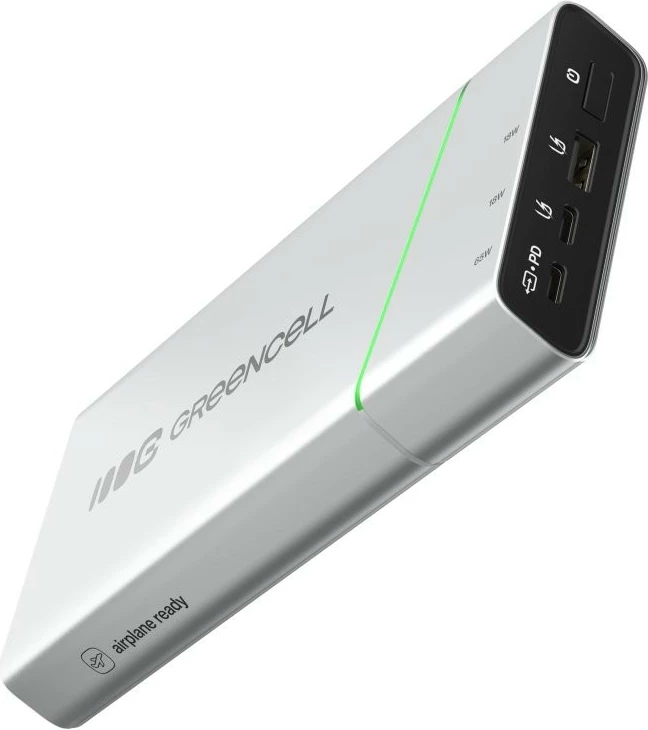 Powerbank Green Cell PowerPlay Pro PBPLGC20P 20800mAh 65W PD 2x USB-C + USB-A argjendtë/zezë