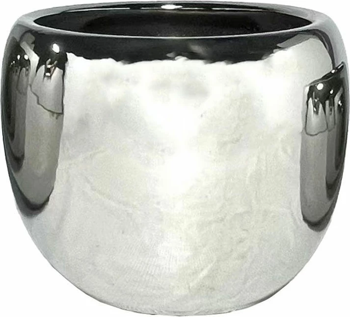 Vazo Argento, qeramike, ngjyrë argjendi, 28x28x24 cm