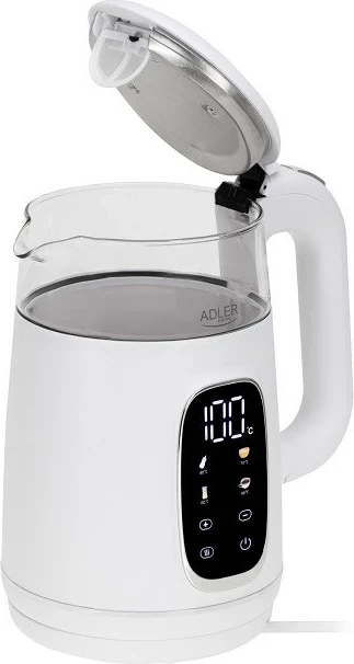 Çajnik elektrik Adler AD 1305ws, 1.7L, i bardhë/argjendtë