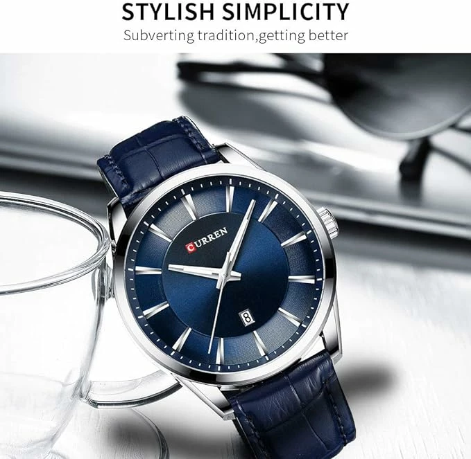 Orë dore për meshkuj Curren 8365, e kaltër e errët