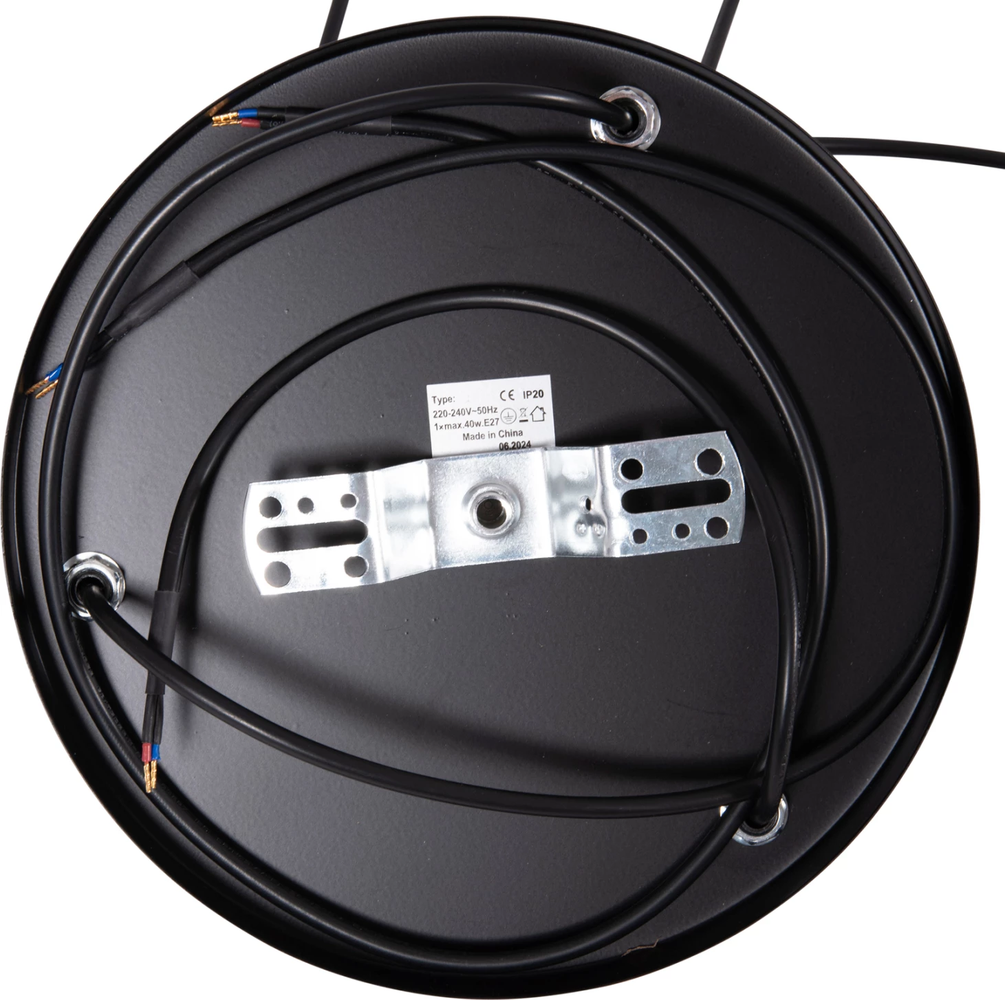 Llambë tavani varëse BIUT, metal i zi, mbajtëse ari, 3 drita, FH7528.11, 23x139cm