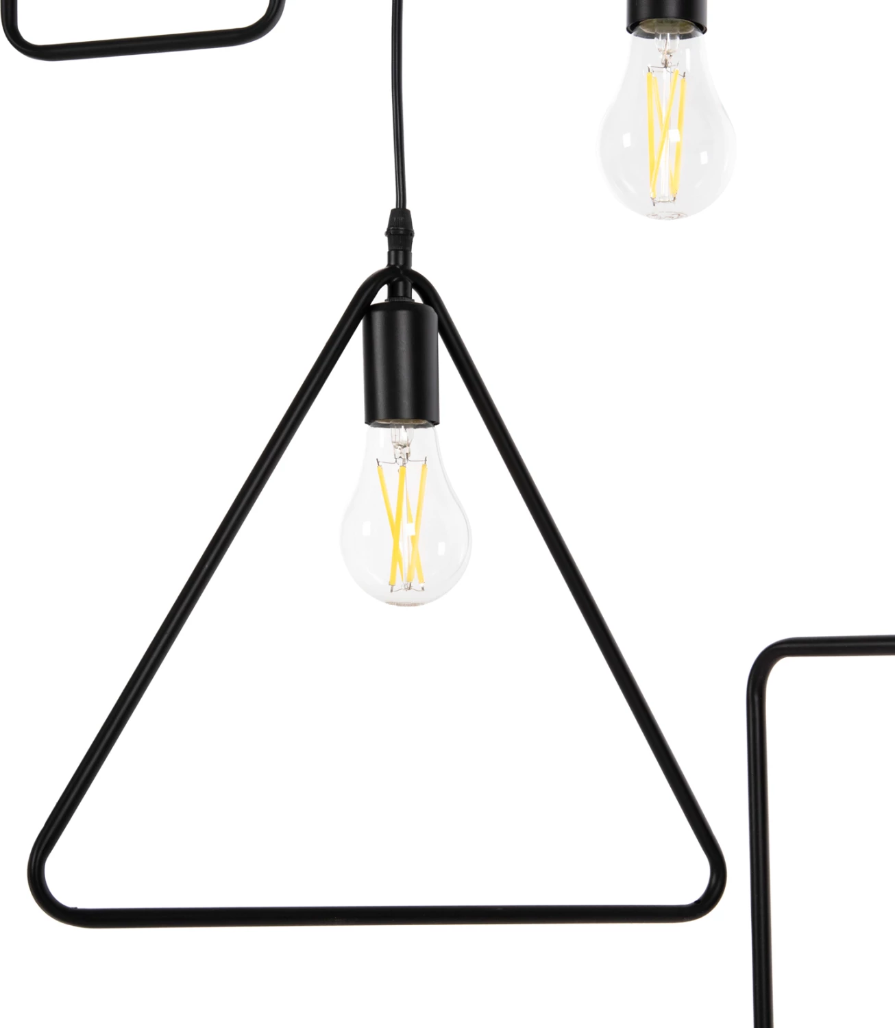 Llambë varëse tavani 4-drita, metal i zi, forma gjeometrike, FH4099, 70x38x106H cm