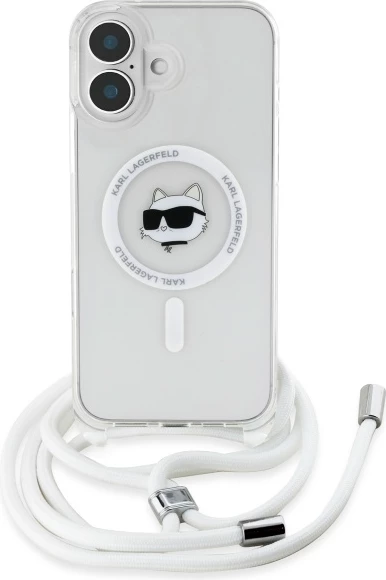 Mbështjellës Karl Lagerfeld IML Choupette Head & Cord MagSafe për iPhone 16, Transparent