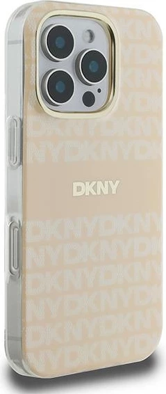 Mbështjellës DKNY Repeat Texture Pattern With Stripe për iPhone 16 Pro Max, Rozë