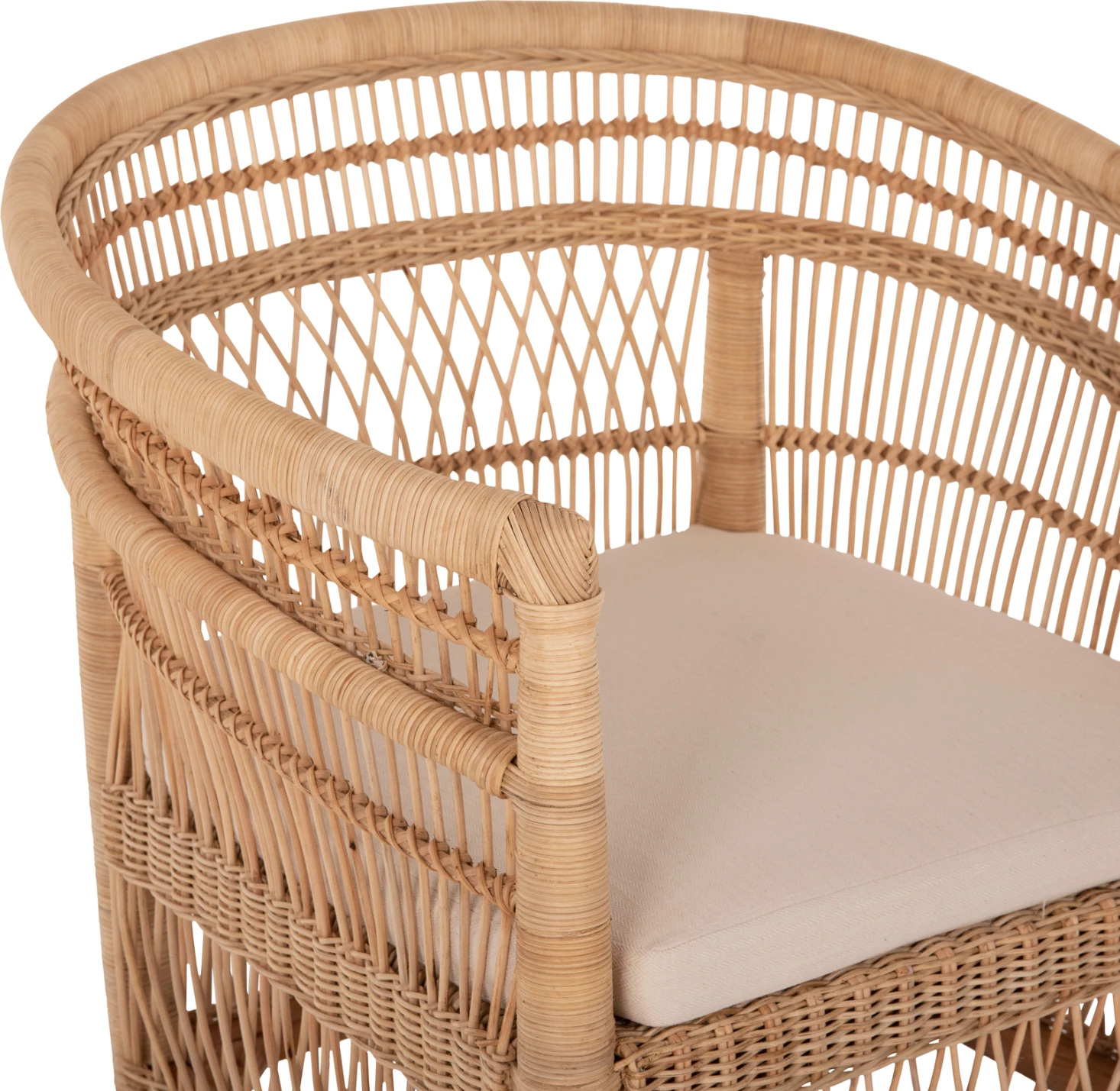 Karrige Malawi, dru mahogany-rattan-jastëk i bardhë, FH9635.04, 80x70x86 cm