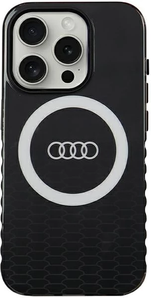 Mbështjellës Audi IML Big Logo MagSafe për iPhone 15 Pro, i zi