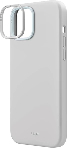 Mbështjellës UNIQ Lino Hue Magclick për iPhone 15, silikon, gri e çelët