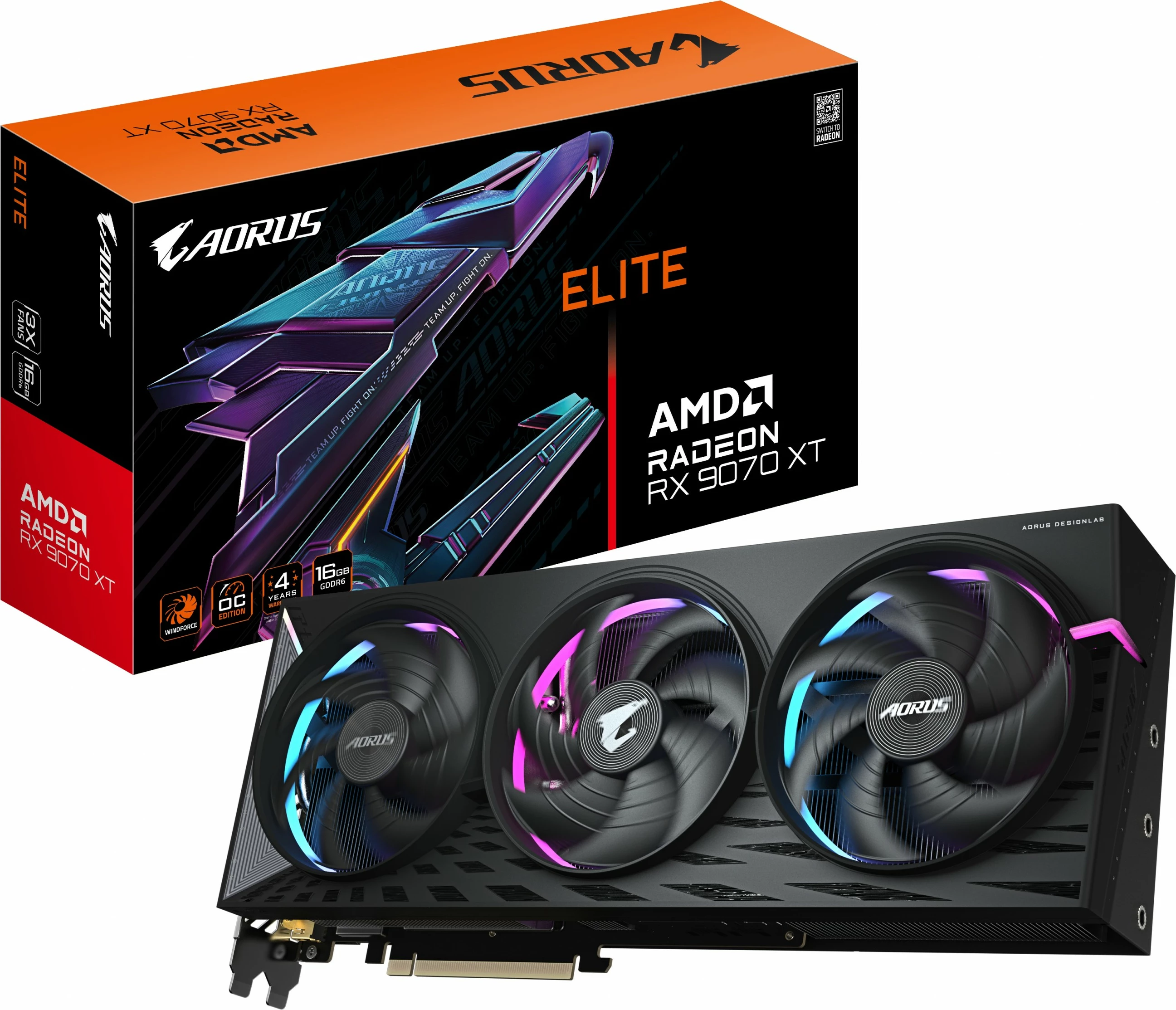 Kartelë grafike Gigabyte AORUS Radeon RX 9070 XT ELITE 16G, 16GB GDDR6, PCI-E 5.0, e zezë