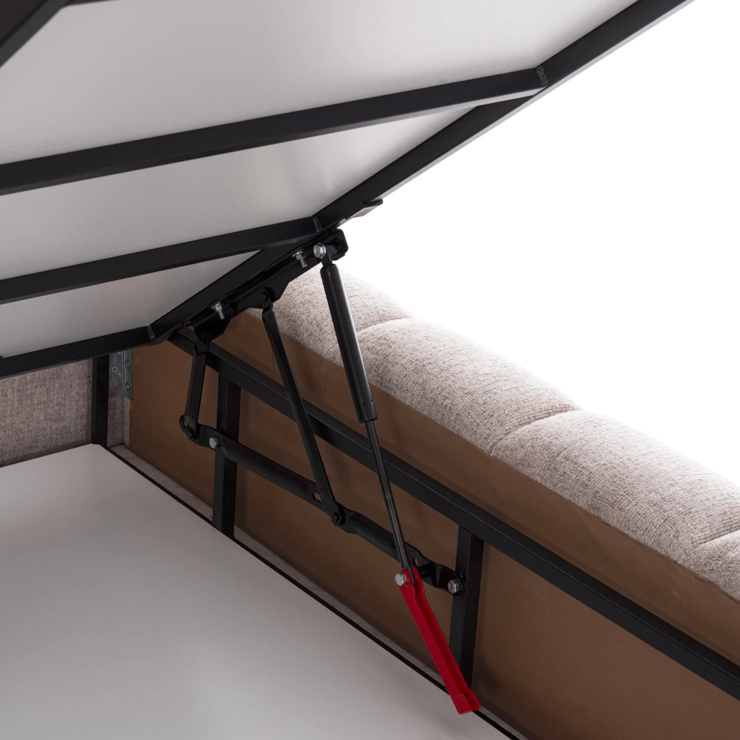 Krevat me hapësirë për depo, material TEDDY, bezhë, për dyshek 160x200cm