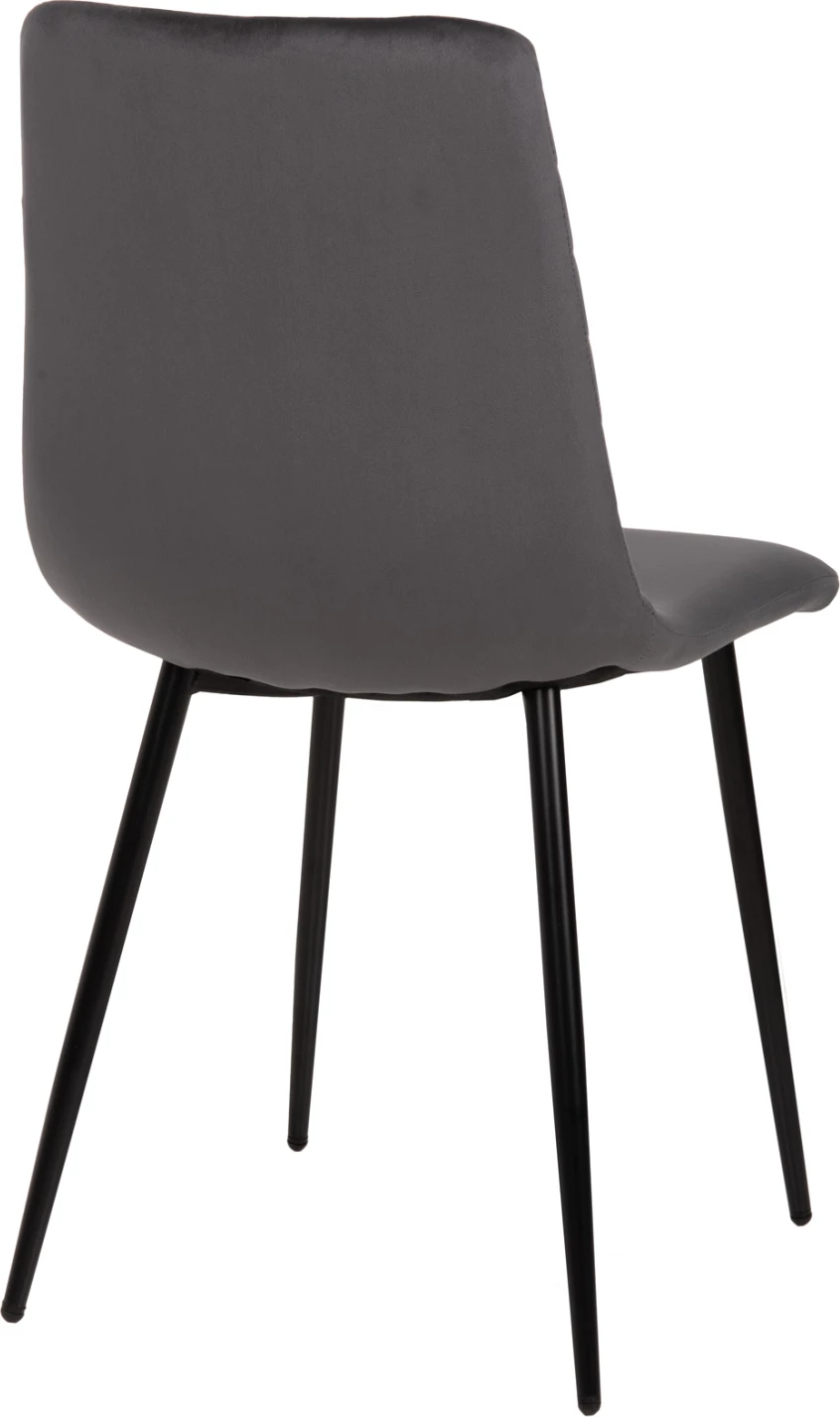 Karrige për ngrënie LATRELL FH8587.01 kadife gri & këmbë metali të zeza 43x54x88Hcm., set prej 4 copë