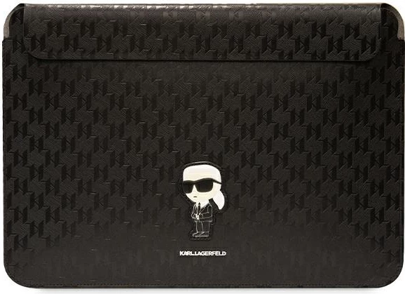 Mbështjellës laptopi Karl Lagerfeld Saffiano Monogram Ikonik, 16", e zezë