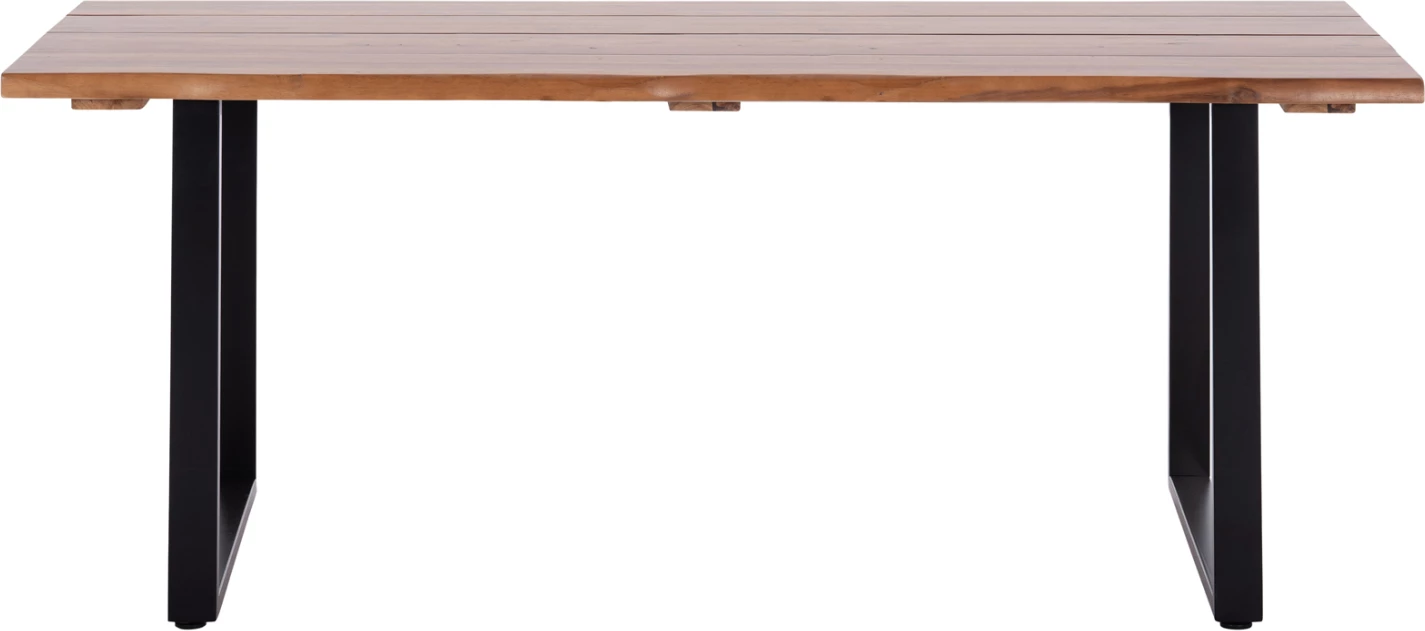 Tavolinë ngrënie për jashtë FRIGGO, dru akacie natyrale, këmbë metalike, 200x100x76cm