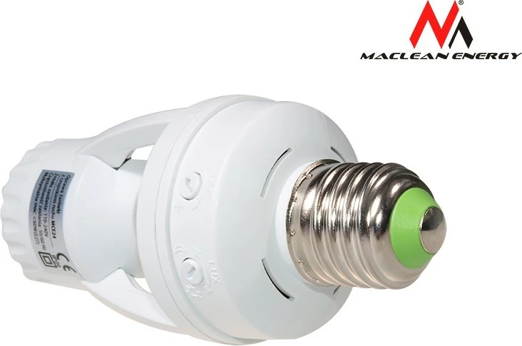 Soket llambë me sensor lëvizjeje dhe errësire Maclean MCE24, 360°, e bardhë