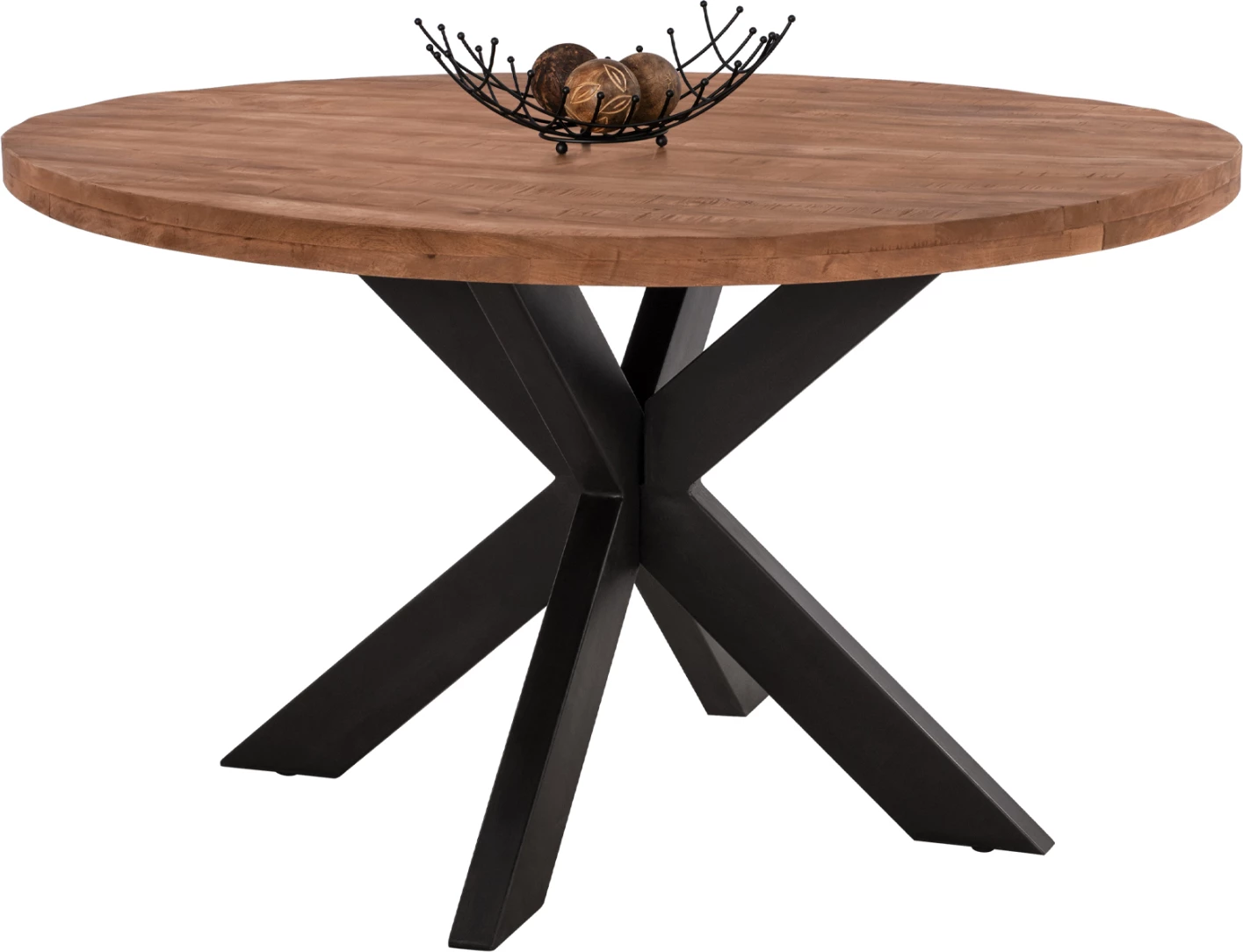 Tavolinë ngrënieje e rrumbullakët, MONTANA SUPERIOR, sipërfaqe druri akacieje të ngurtë, 4cm, Φ120Χ77Hcm