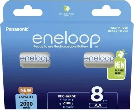 Bateri të rikarikueshme Panasonic Eneloop BK-3MCDE/8HH, AA, 2000 mAh, 8 copë, Bardhë