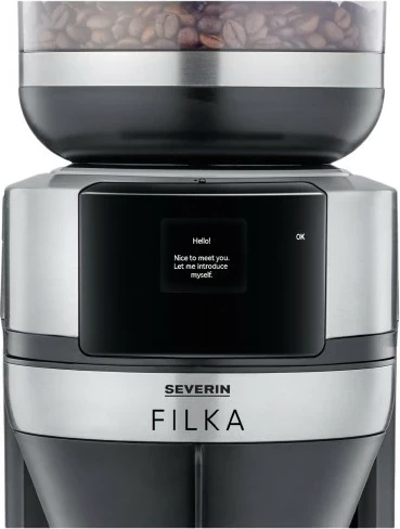 Aparat kafeje Severin KA 4853 FILKA inox, mulli çeliku, ekran LED, 2L, e zezë mat