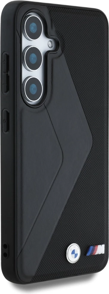 Mbështjellës BMW Leather Oversized Stripes MagSafe për Samsung Galaxy S25, i zi