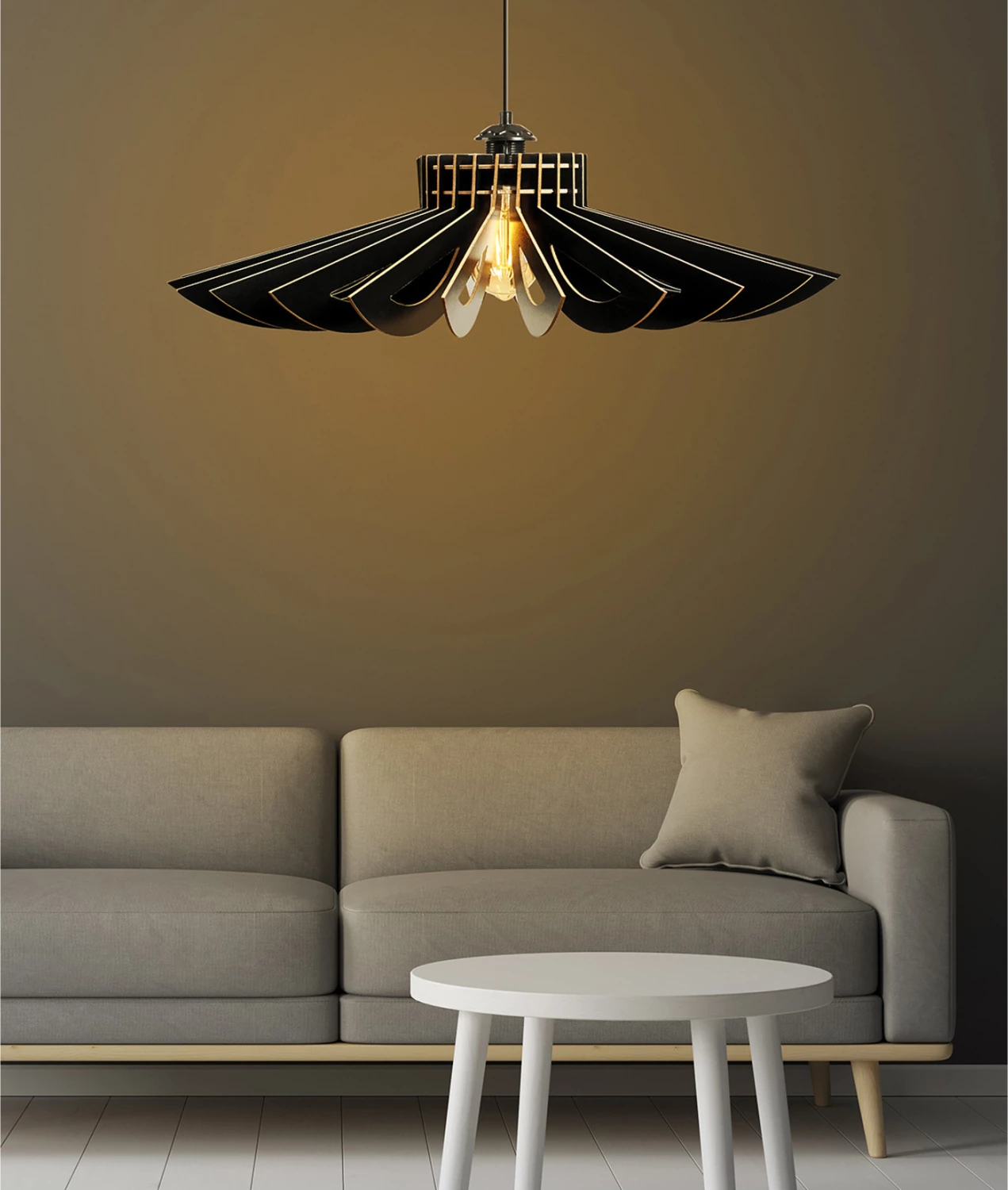 Llambë tavani prej druri, e zezë, FH7348.03, Φ68x50Υ cm