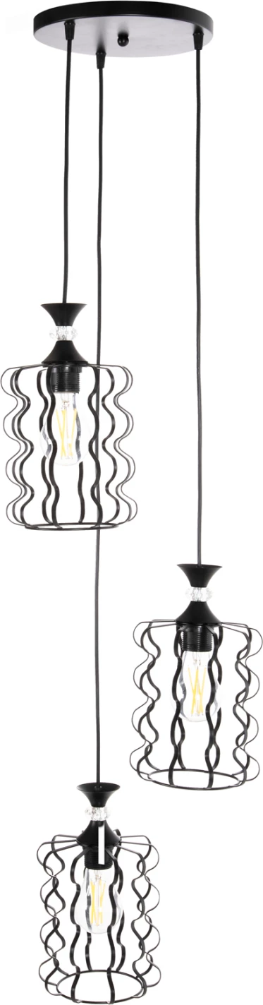 Llambë varëse tavani, 3 drita, metal i zi, FH4089, Φ34x128H cm