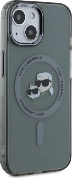 Mbështjellës Karl Lagerfeld KLHMP15SHLSKCK për iPhone 15 6.1", i fortë, MagSafe, i zi