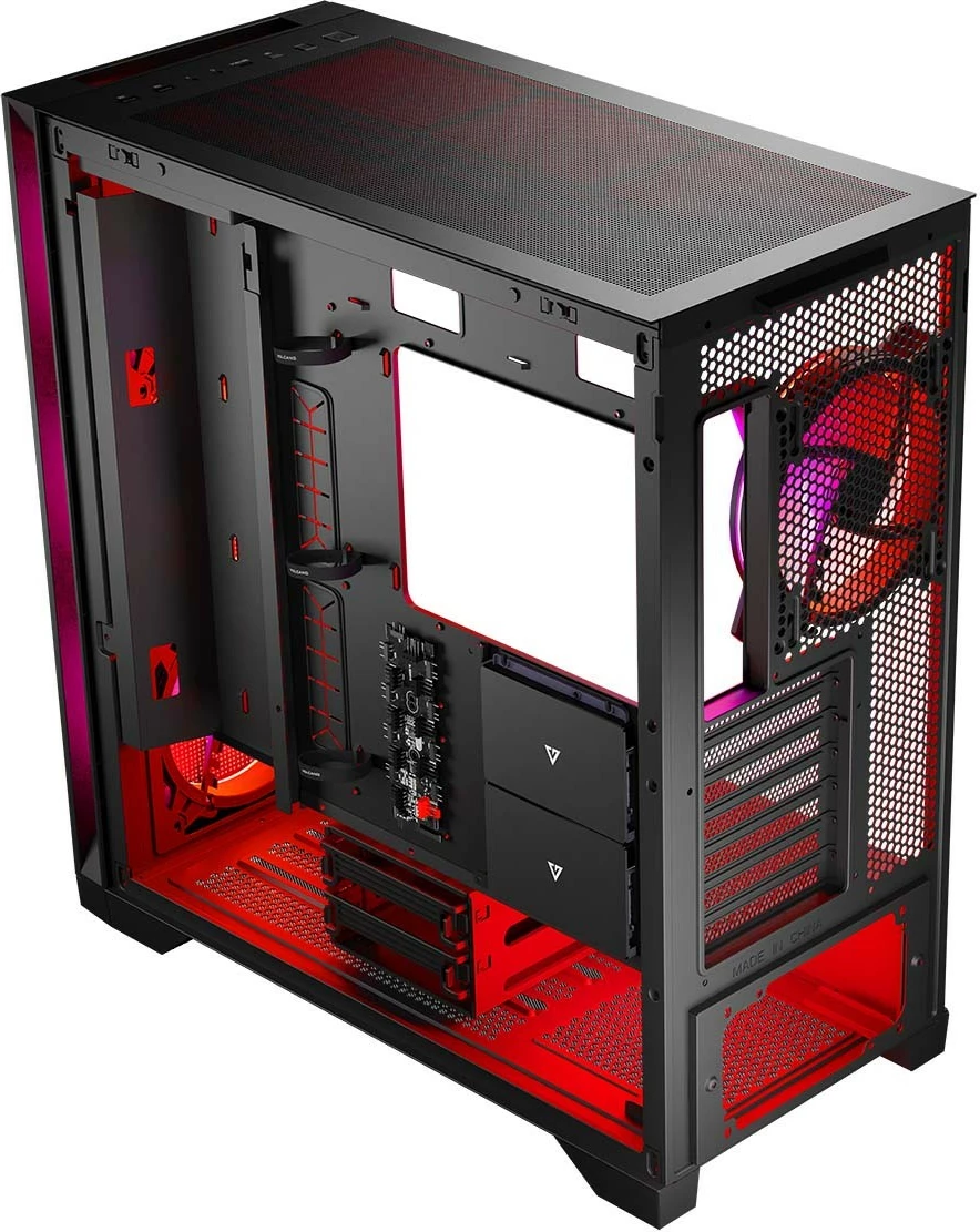 Kasë, MODECOM Volcano Expanse S Apex ARGB (AT-EXPANSE-SG-10-000000-0002), Midi Tower ATX, 4x140mm ARGB, panel xhami i temperuar, USB-C, e zezë