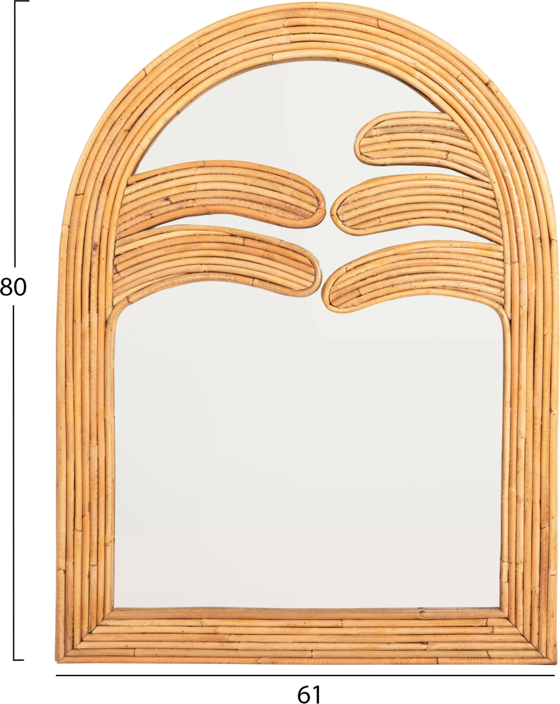 Pasqyrë muri REFLECT FH4366, kornizë natyrale rattan, 61x5x80 cm