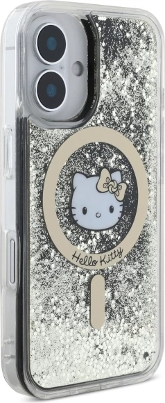 Mbështjellës Hello Kitty Liquid Glitter Fever MagSafe për iPhone 16, Gold