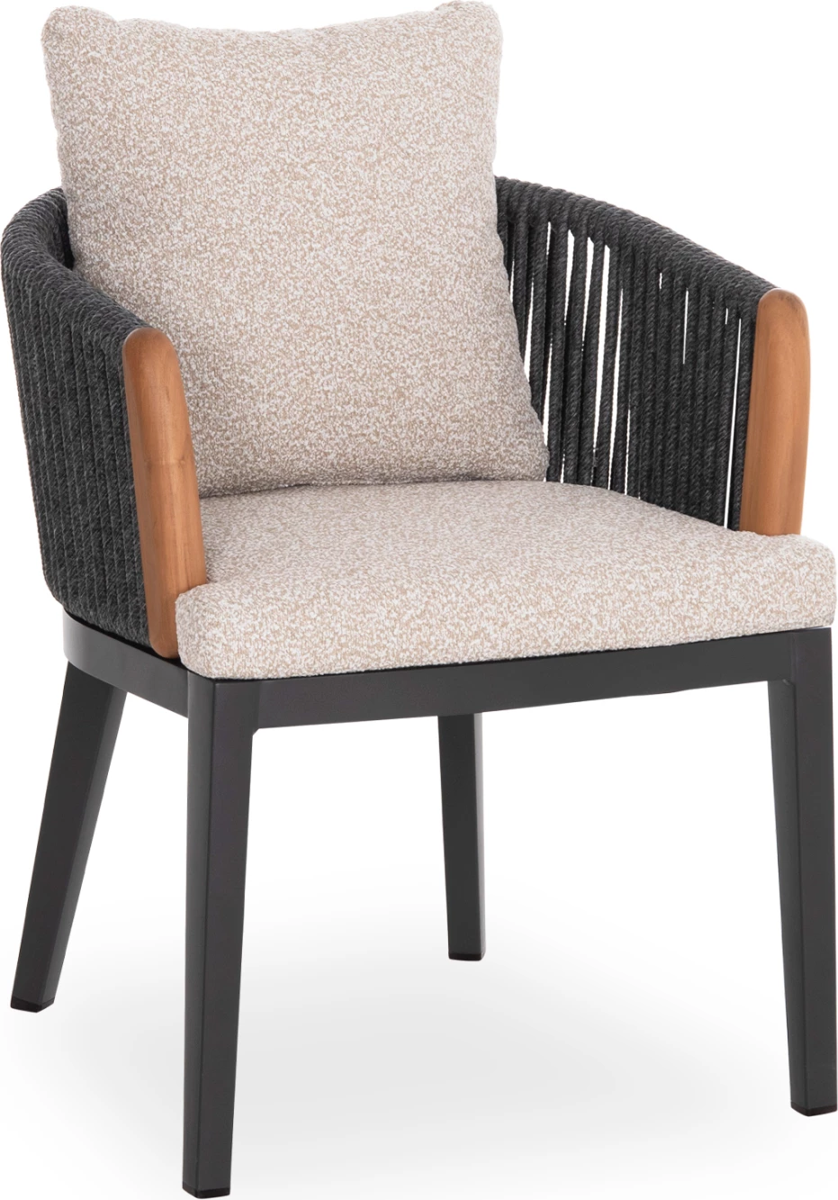 Karrige ngrënie për jashtë, alumin, litar dhe dru tik, ngjyrë bezhë, AUGUSTUS, 58.9x61.5x70.4cm