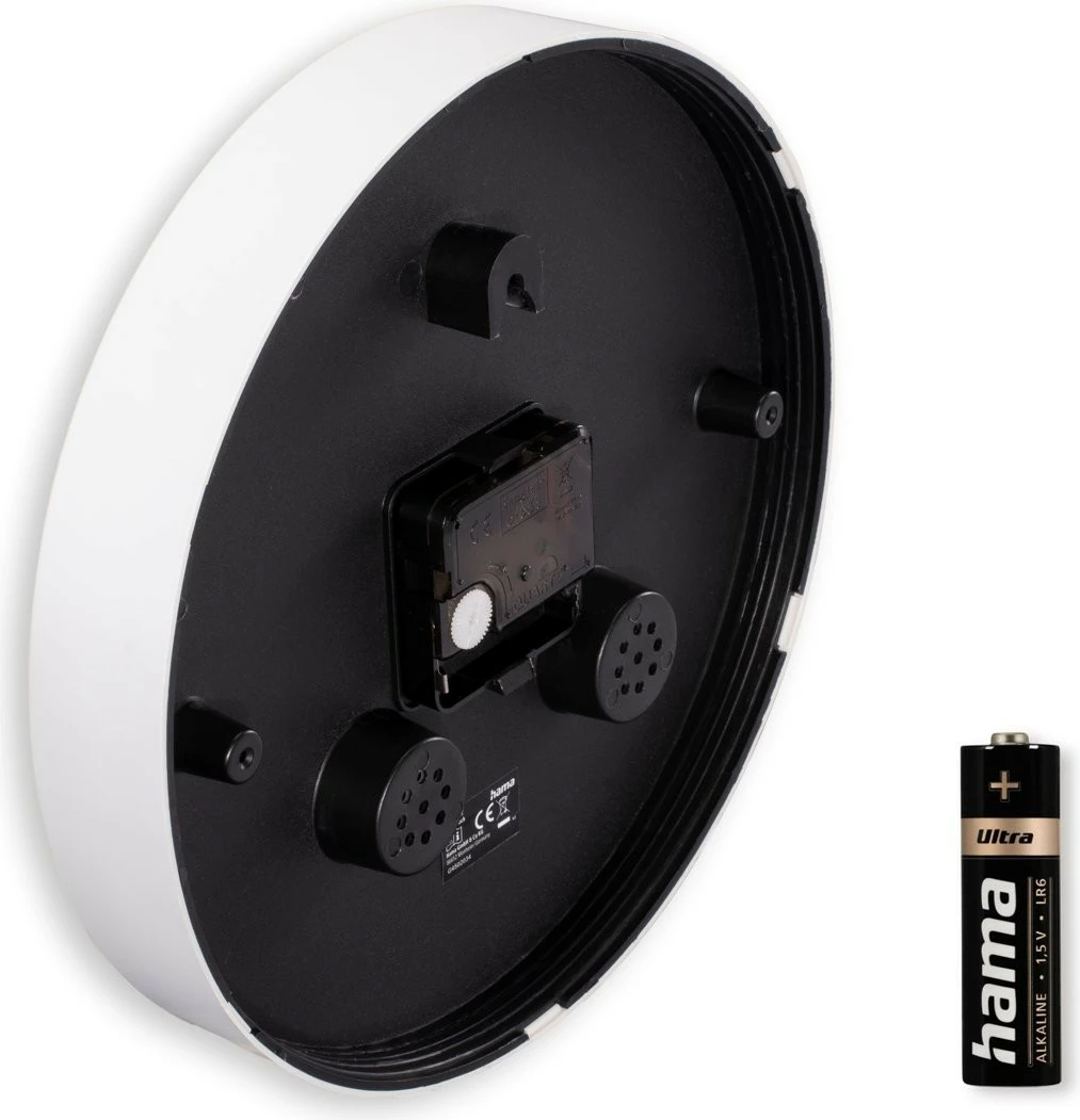 Orë muri Hama 185864, analoge, 25 cm, e bardhë