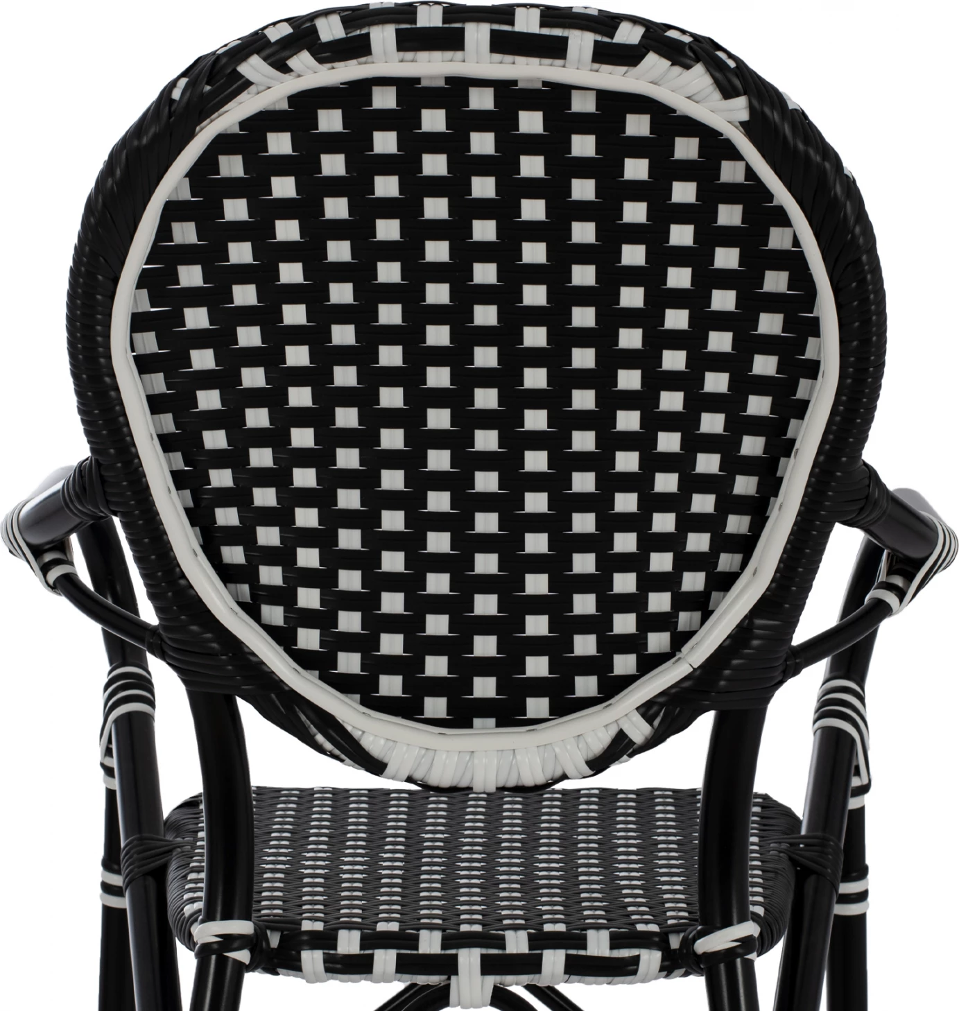 Karrige për bar alumini, pamje bambuje, me thurje, ngjyrë zezë dhe bardhë, FH5794.02, 56x60x126 cm