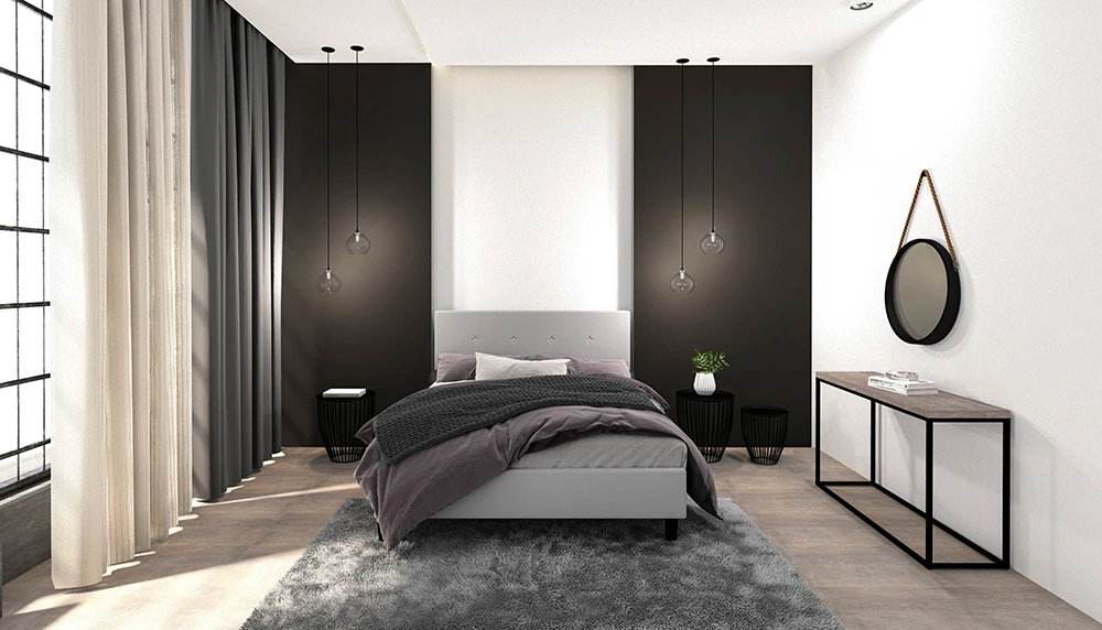 Pasqyrë muri Ringo, kornizë MDF e zezë, detaj litar, 60x7.5x60 cm