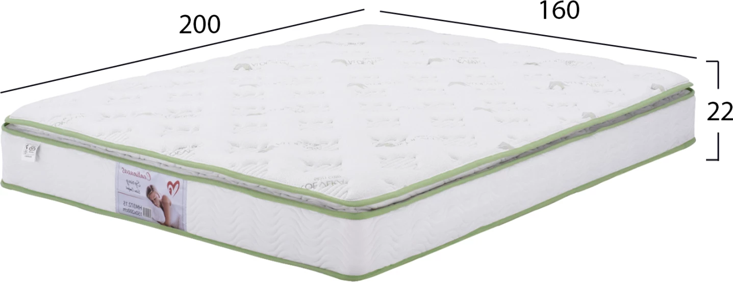 Dyshek me susta të vazhdueshme, me shtresë Aloe Vera, 160x200, FH1, një anë