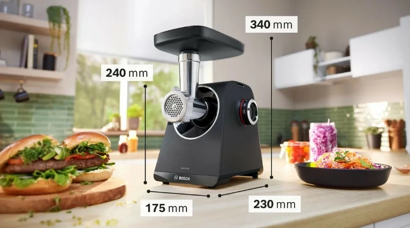 Mulli mishi Bosch Series 4 MFWS435B 1900W 2.5 kg/min me kthim të kundërt, e zezë/argjendtë