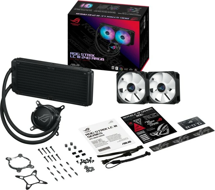 Ftohës me lëng ASUS ROG Strix LC III 240 ARGB, 2x12cm, i zi