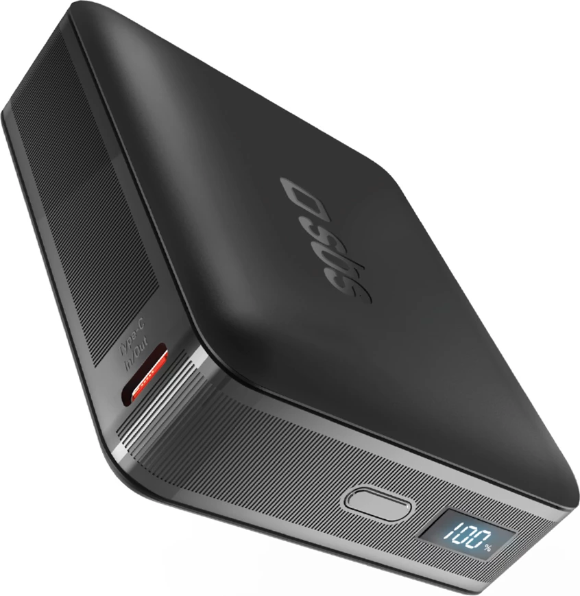 Power bank, SBS, HD 65W 20000 mAh (TEBB20000HDPDLCDK), PD 65 W me ekran LCD, 2 porta USB-C/USB-A, e zezë, me kabëll