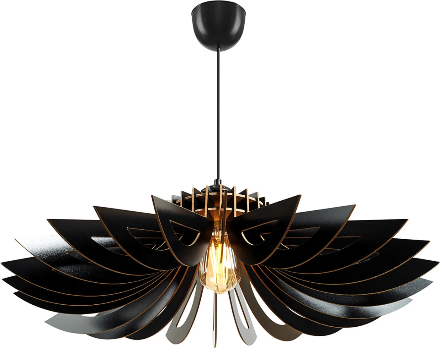 Llambë tavani prej druri, e zezë, FH7348.03, Φ68x50Υ cm