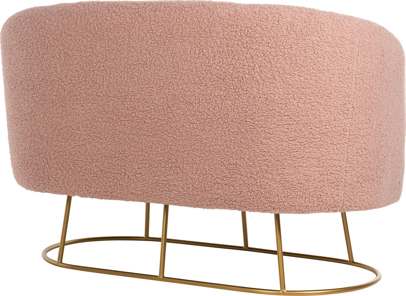 Divan 2-vendësh ARIEN FH8492.22 ngjyrë rozë e zbehtë boucle dhe bazë metali ari 130x75x85Hcm